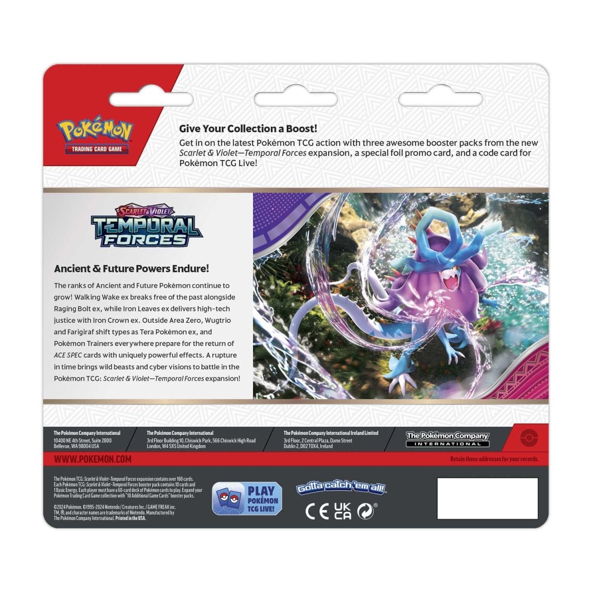 Scarlet & Violet-Temporal Forces 3 Booster Packs & Cleffa / Cyclizar Promo Card(Styles May Vary)