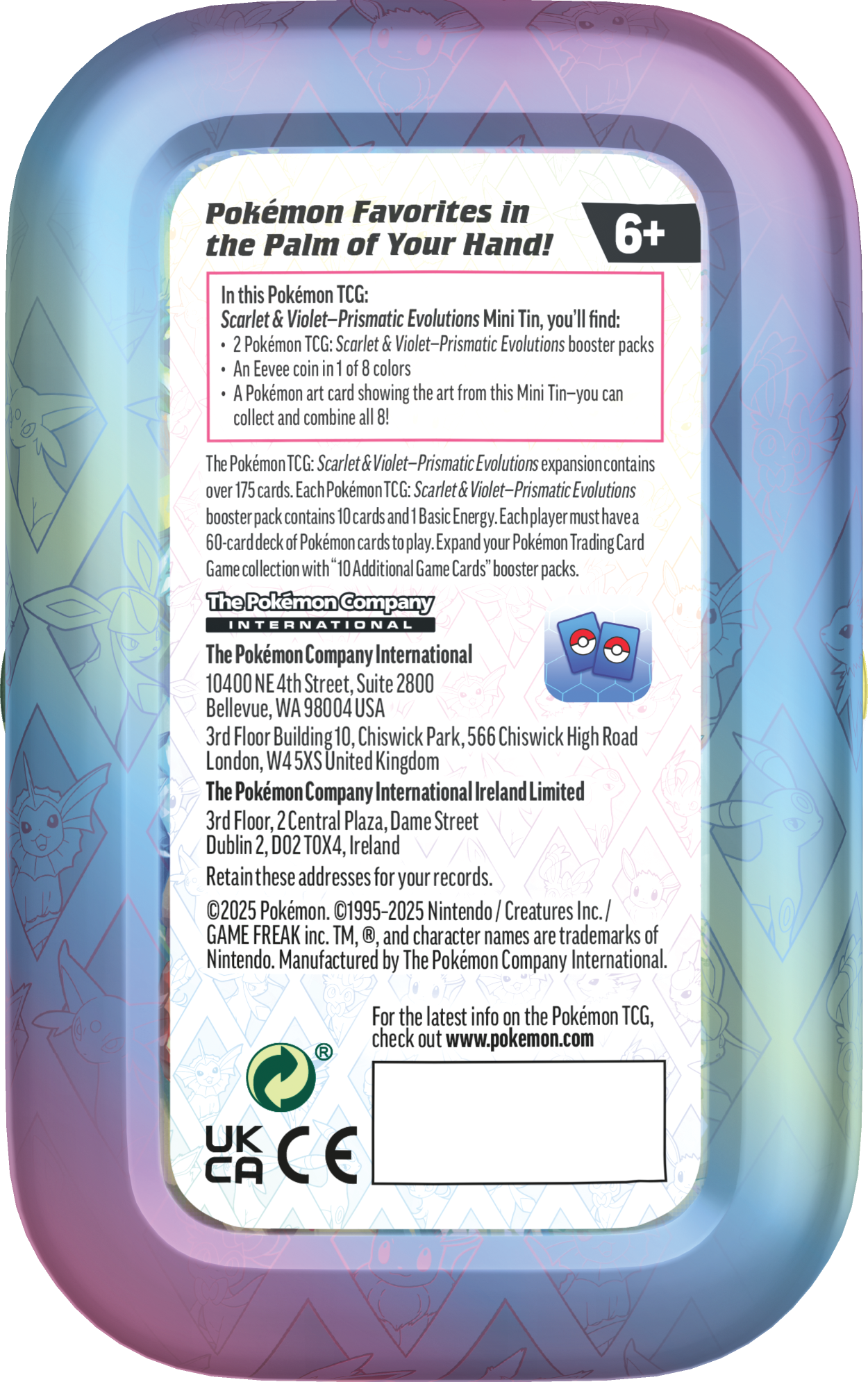 Pokmon TCG: Scarlet & Violet 8.5: Prismatic Evolutions: Mini Tin Disp Potato TCG Pokmon TCG: Scarlet & Violet 8.5: Prismatic Evolutions: Mini Tin Disp Potato TCG